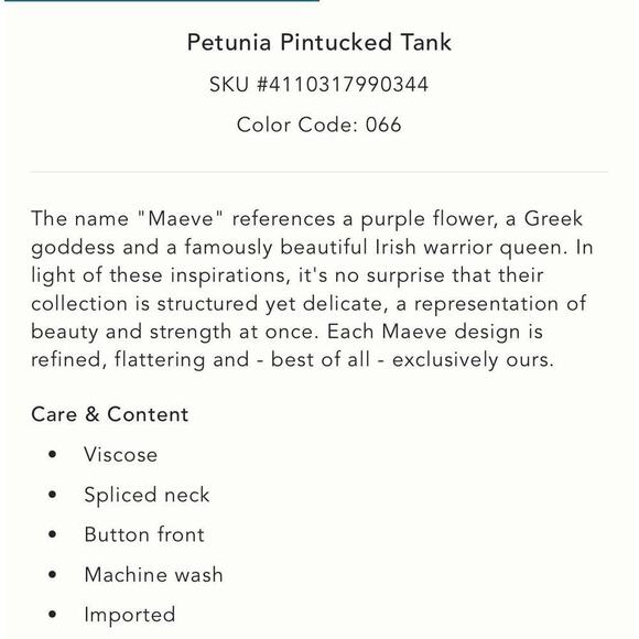 Mauve Anthropologie Women's Blouse‎ Size M Sleeveless Button Up Petunia Pintuck - Picture 8 of 9